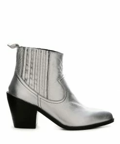 Rag & Co RAYNA Silver Metallic Leather Boots