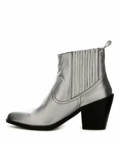 Rag & Co RAYNA Silver Metallic Leather Boots