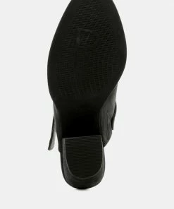 Rag & Co TARRAH Black Stacked Heel Mules With Adjustable Buckle 13 Rag & Co TARRAH Black Stacked Heel Mules With Adjustable Buckle