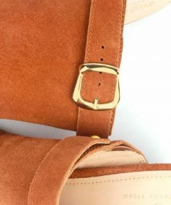 Rag & Co TARRAH Tan Stacked Heel Mules With Adjustable Buckle