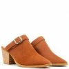 Rag & Co TARRAH Tan Stacked Heel Mules With Adjustable Buckle