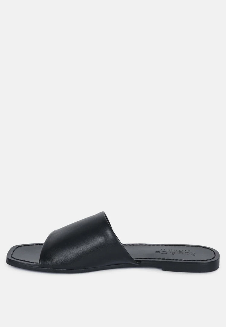 Rag & Co TATAMI Black Leather Classic Slide Flats 6 Rag & Co TATAMI Black Leather Classic Slide Flats