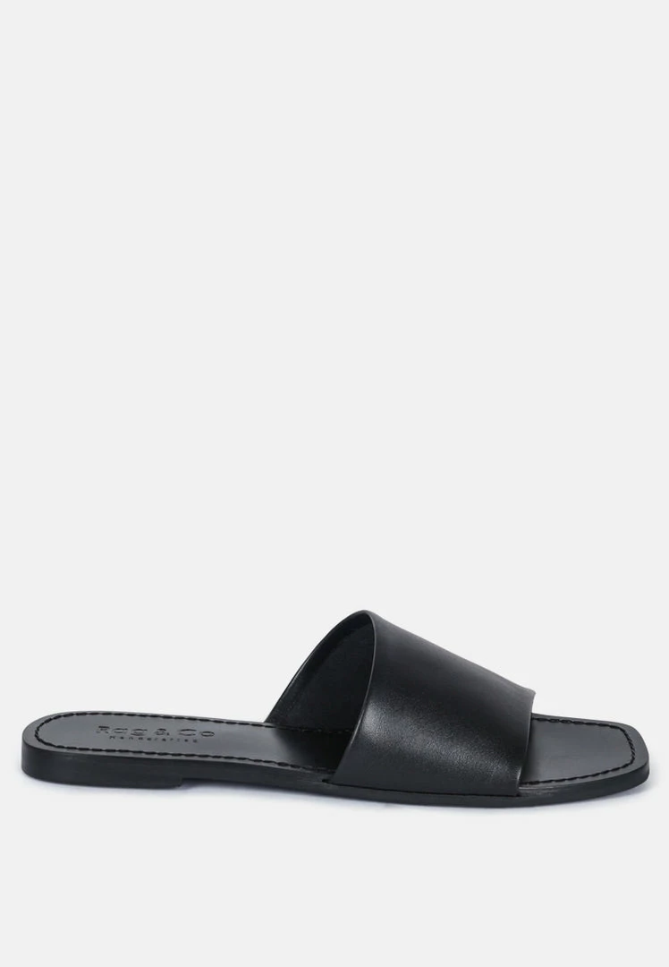 Rag & Co TATAMI Black Leather Classic Slide Flats 4 Rag & Co TATAMI Black Leather Classic Slide Flats
