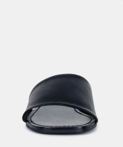 Rag & Co TATAMI Black Leather Classic Slide Flats 10 Rag & Co TATAMI Black Leather Classic Slide Flats