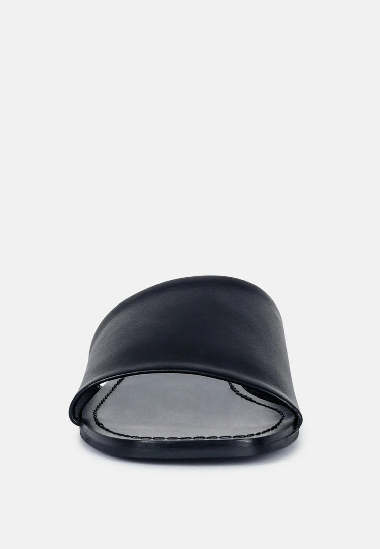 Rag & Co TATAMI Black Leather Classic Slide Flats 5 Rag & Co TATAMI Black Leather Classic Slide Flats