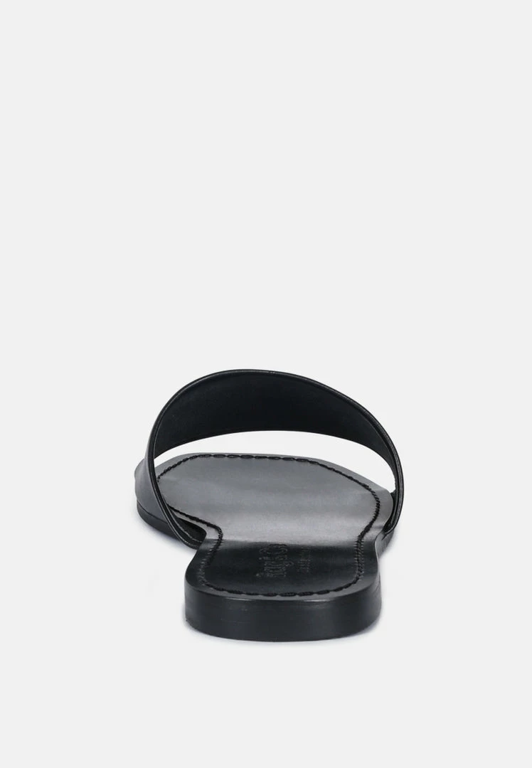 Rag & Co TATAMI Black Leather Classic Slide Flats 7 Rag & Co TATAMI Black Leather Classic Slide Flats