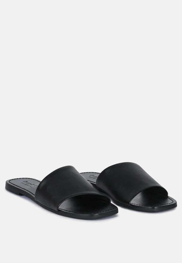 Rag & Co TATAMI Black Leather Classic Slide Flats 3 Rag & Co TATAMI Black Leather Classic Slide Flats