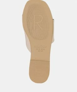Rag & Co TATAMI Latte Leather Classic Slide Flats