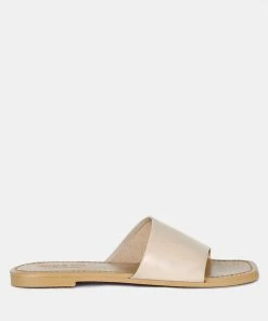 Rag & Co TATAMI Latte Leather Classic Slide Flats