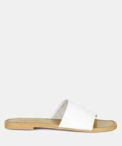 Rag & Co TATAMI White Leather Classic Slide Flats