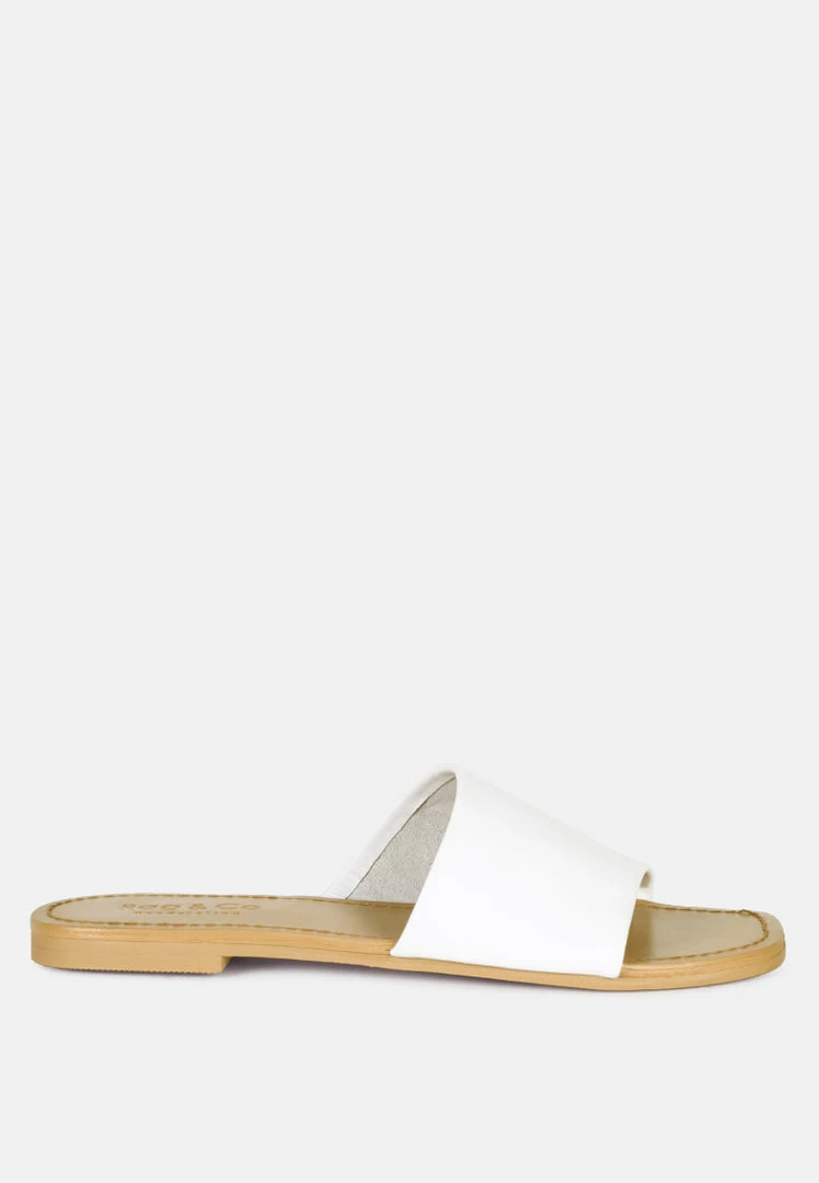 Rag & Co TATAMI White Leather Classic Slide Flats 4 Rag & Co TATAMI White Leather Classic Slide Flats