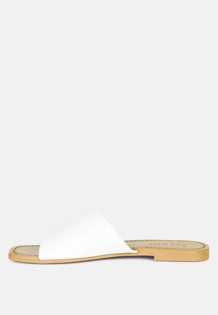 Rag & Co TATAMI White Leather Classic Slide Flats 6 Rag & Co TATAMI White Leather Classic Slide Flats