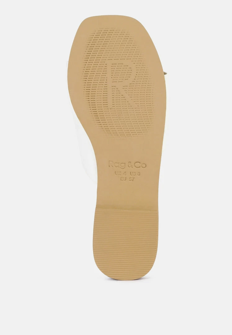 Rag & Co TATAMI White Leather Classic Slide Flats 8 Rag & Co TATAMI White Leather Classic Slide Flats