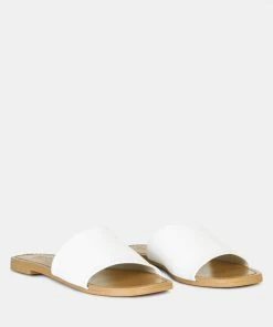 Rag & Co TATAMI White Leather Classic Slide Flats