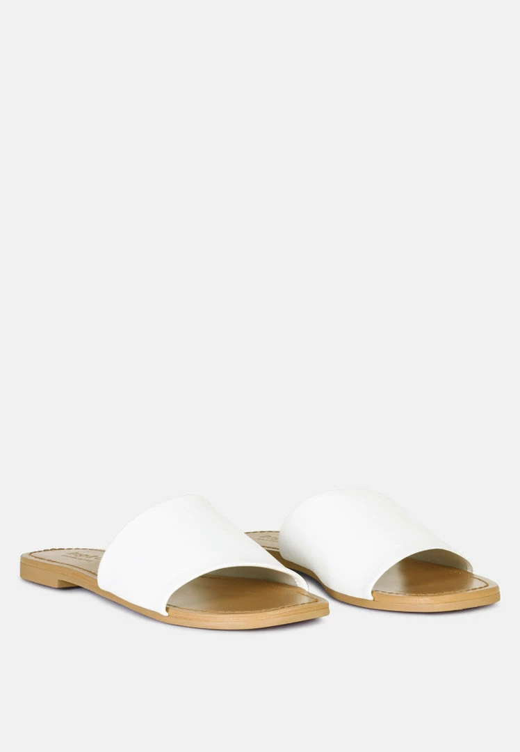 Rag & Co TATAMI White Leather Classic Slide Flats 3 Rag & Co TATAMI White Leather Classic Slide Flats