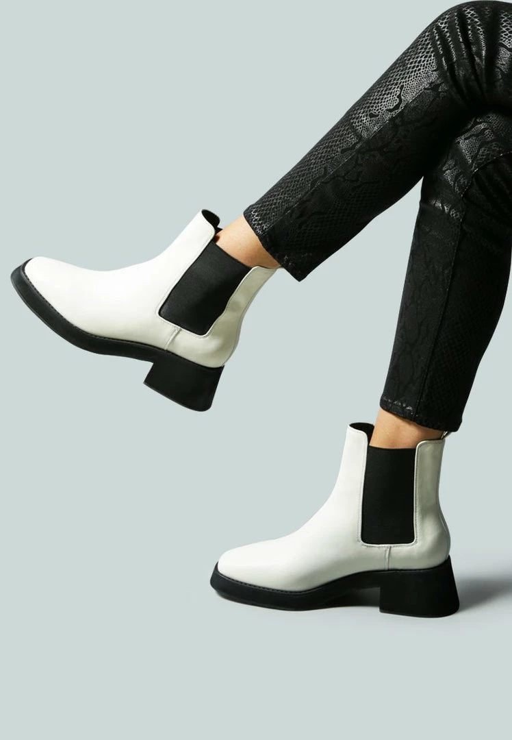 Rag & Co X THERON Chelsea Upfront White Boot Boots 7 Rag & Co X THERON Chelsea Upfront White Boot Boots