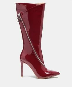 Rag & Co TSAROH Zip Around Calf Boot In Burgundy Boots