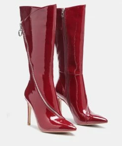 Rag & Co Official Store 12 Rag & Co TSAROH Zip Around Calf Boot In Burgundy Boots