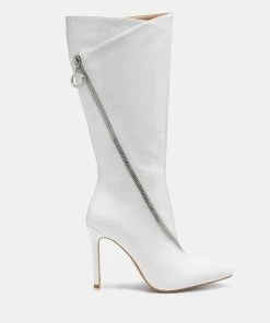 Rag & Co TSAROH Zip Around Calf Boot In White
