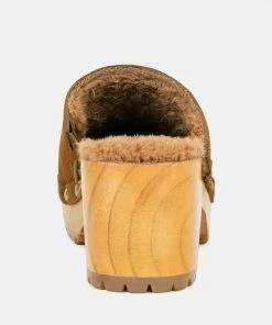 Rag & Co TULLEY Suede Clog Mules In Tan Clogs