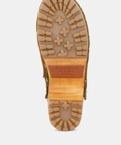 Rag & Co TULLEY Suede Clog Mules In Tan Clogs