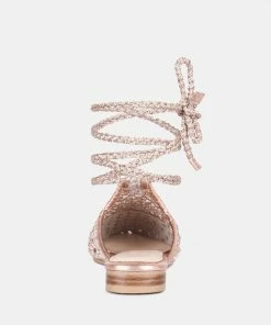 Rag & Co TUTSI Gold Handwoven Honeycomb Cotton Tie Up Mule Flats