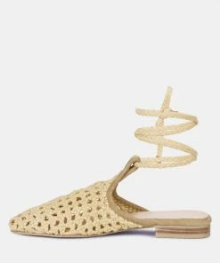 Rag & Co TUTSI Nude Handwoven Honeycomb Cotton Tie Up Mule Flats