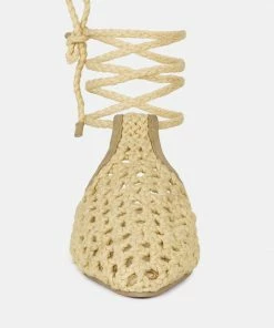 Rag & Co TUTSI Nude Handwoven Honeycomb Cotton Tie Up Mule Flats