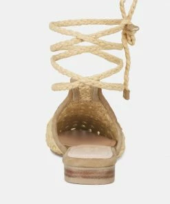 Rag & Co TUTSI Nude Handwoven Honeycomb Cotton Tie Up Mule Flats