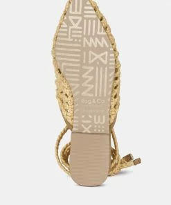 Rag & Co TUTSI Nude Handwoven Honeycomb Cotton Tie Up Mule Flats