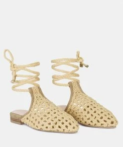 Rag & Co TUTSI Nude Handwoven Honeycomb Cotton Tie Up Mule Flats