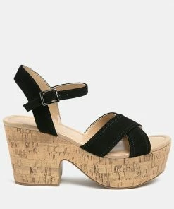 Rag & Co ULLA High Heeled Block Sandal In Black