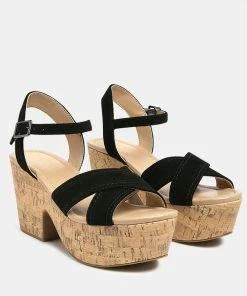 Rag & Co ULLA High Heeled Block Sandal In Black