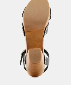 Rag & Co Clogs VELMA Black Ankle Strap Sandal