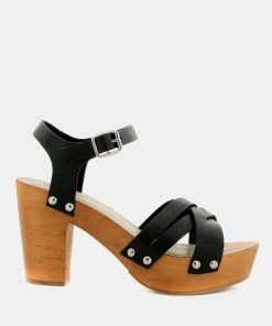 Rag & Co Clogs VELMA Black Ankle Strap Sandal
