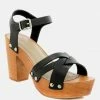 Rag & Co Clogs VELMA Black Ankle Strap Sandal