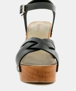 Rag & Co Clogs VELMA Black Ankle Strap Sandal