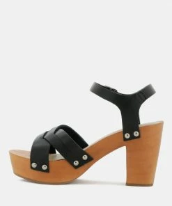 Rag & Co Clogs VELMA Black Ankle Strap Sandal