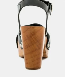 Rag & Co Clogs VELMA Black Ankle Strap Sandal