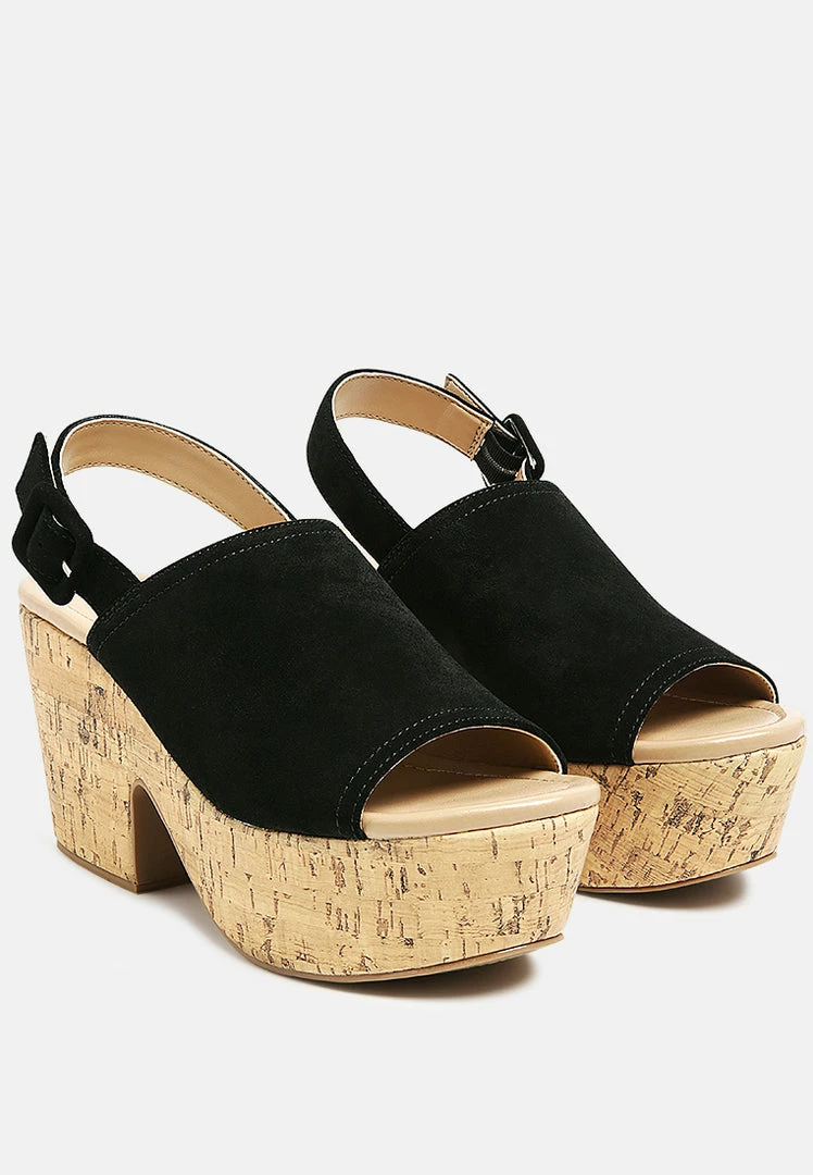Rag & Co VENDELA Leather Slingback Platform Sandal In Black 3 Rag & Co VENDELA Leather Slingback Platform Sandal In Black