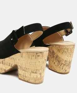 Rag & Co VENDELA Leather Slingback Platform Sandal In Black 9 Rag & Co VENDELA Leather Slingback Platform Sandal In Black