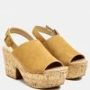 Rag & Co VENDELA Leather Slingback Platform Sandal In Tan