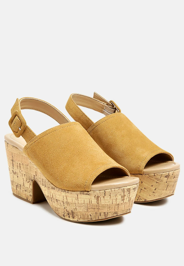 Rag & Co VENDELA Leather Slingback Platform Sandal In Tan 3 Rag & Co VENDELA Leather Slingback Platform Sandal In Tan