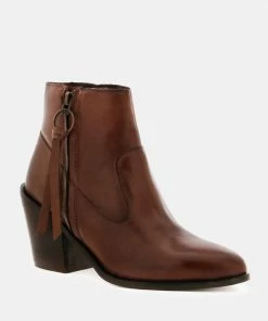 Rag & Co VIVIANA Brown Ankle Boots With Zipper