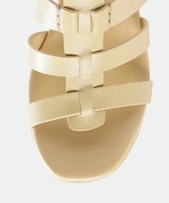Rag & Co WINDRUSH Cage Wedge Leather Sandal In Nude
