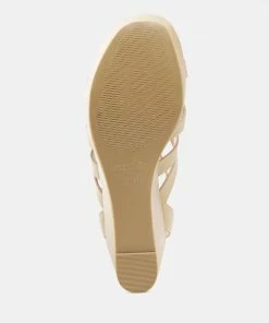 Rag & Co WINDRUSH Cage Wedge Leather Sandal In Nude