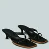 Rag & Co X WINSLET Heeled Thong Sandal In Black Sandals