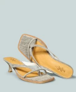 Rag & Co X WINSLET Heeled Thong Sandal In Bronze