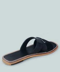 Rag & Co X WOODLEY Slip On Leather Flats In Black