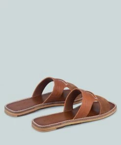 Rag & Co X WOODLEY Slip On Leather Flats In Tan 10 Rag & Co X WOODLEY Slip On Leather Flats In Tan